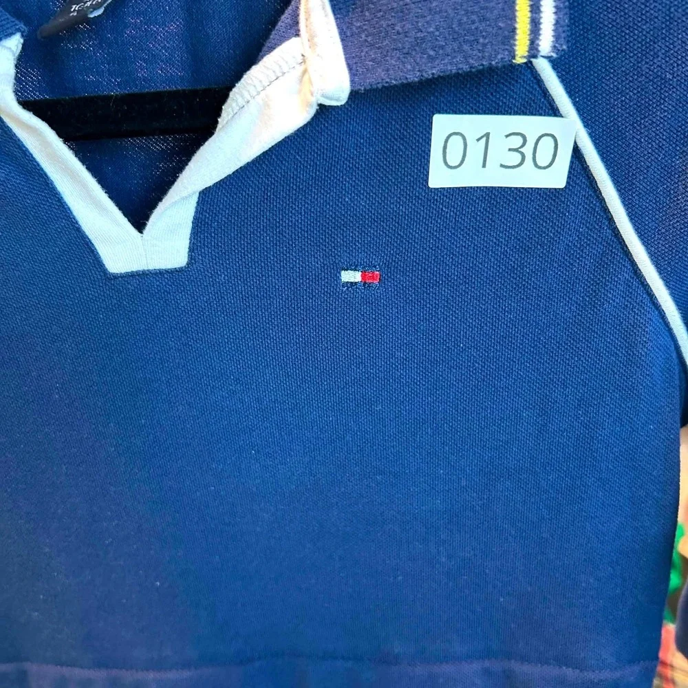 Tommy Hilfiger Girls Navy Blue White Pleated Polo Dress XL 16 Preppy Sporty